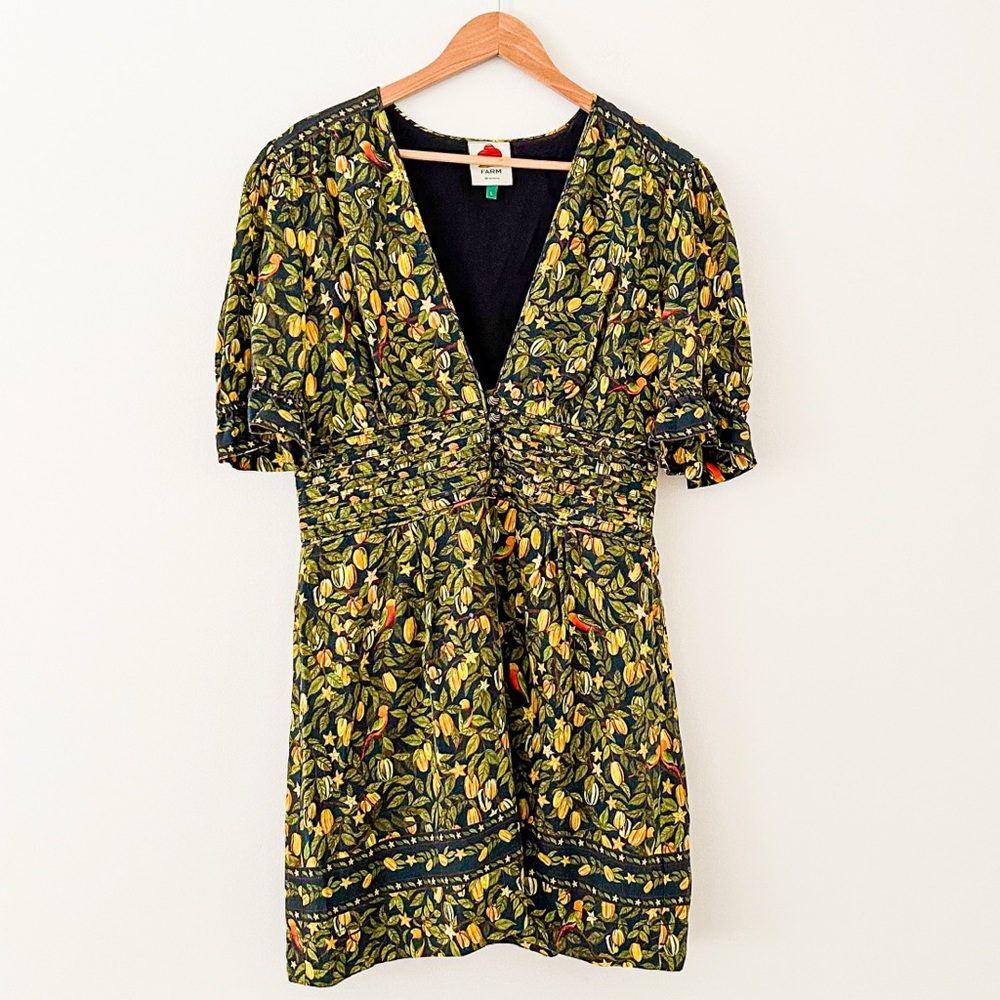 FARM Rio V Neck Mini Starfruit Dress